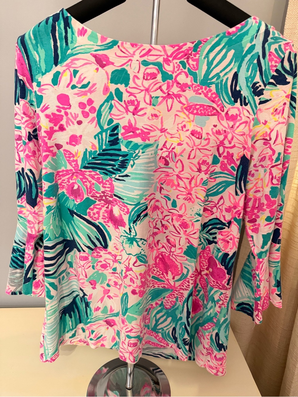 Lilly Pulitzer Pink, Teal & Navy Tropical Long Sleeve Top